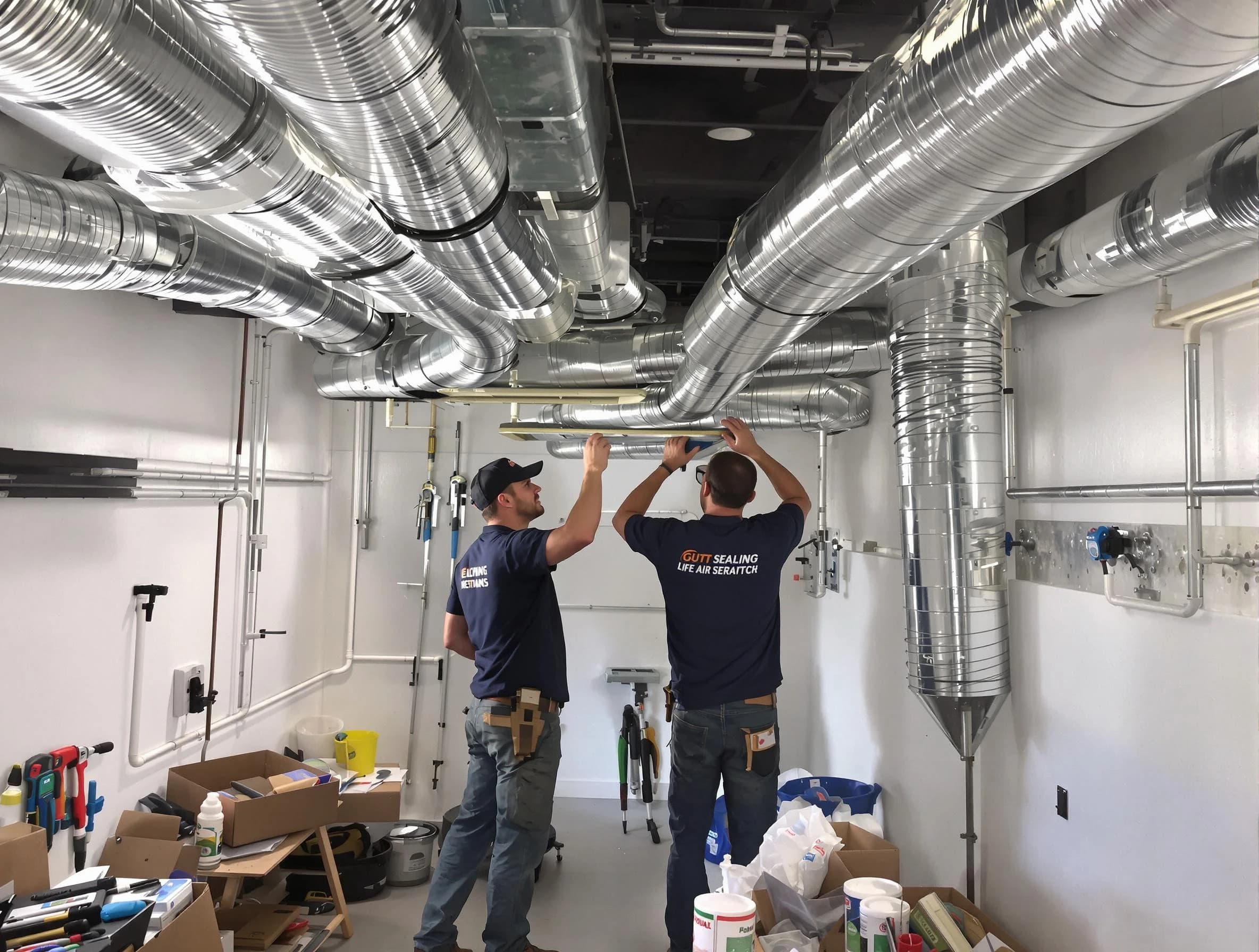 Eagle Mountain Air Duct Cleaning technician applying professional duct sealing solutions in Eagle Mountain
