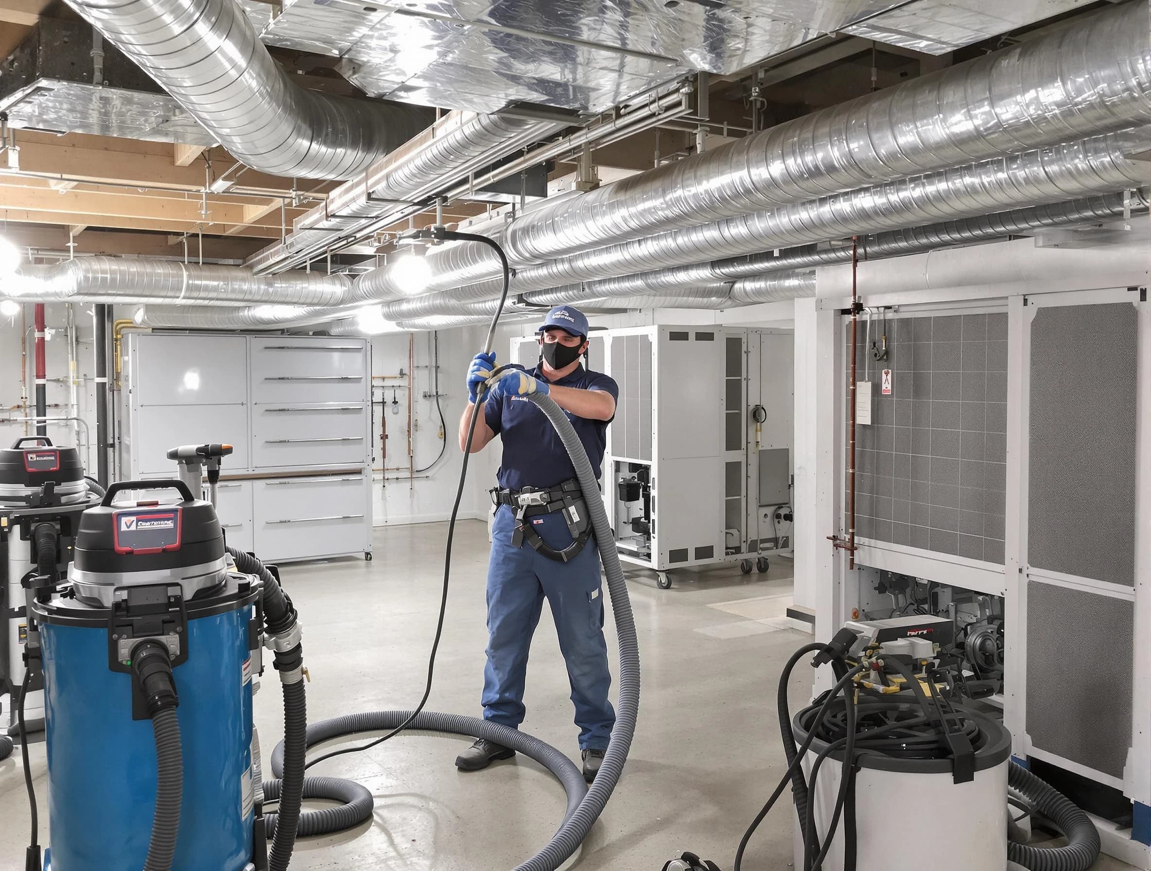 Eagle Mountain Air Duct Cleaning specialist performing thorough central air duct cleaning for improved system efficiency in Eagle Mountain