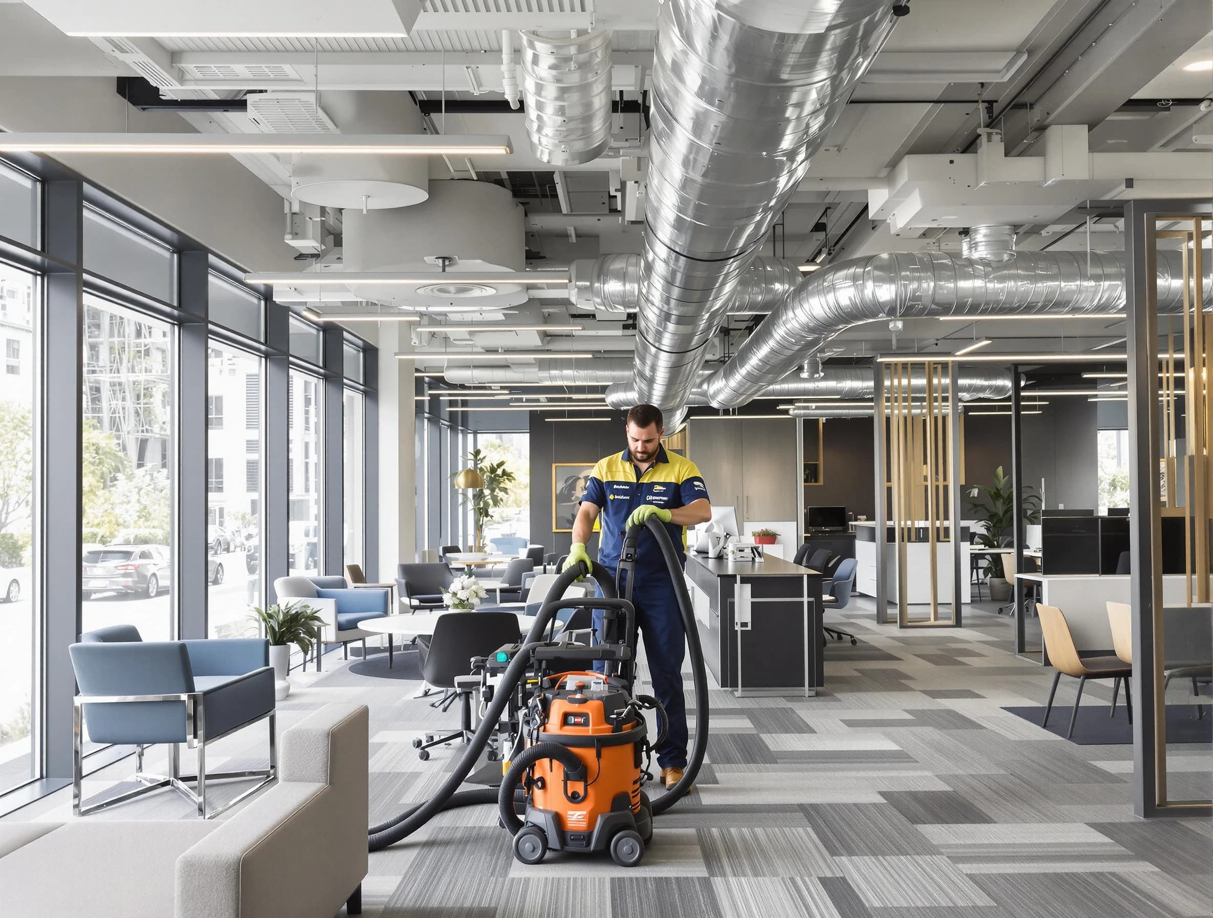 Eagle Mountain Air Duct Cleaning team performing thorough commercial duct cleaning at a Eagle Mountain business center