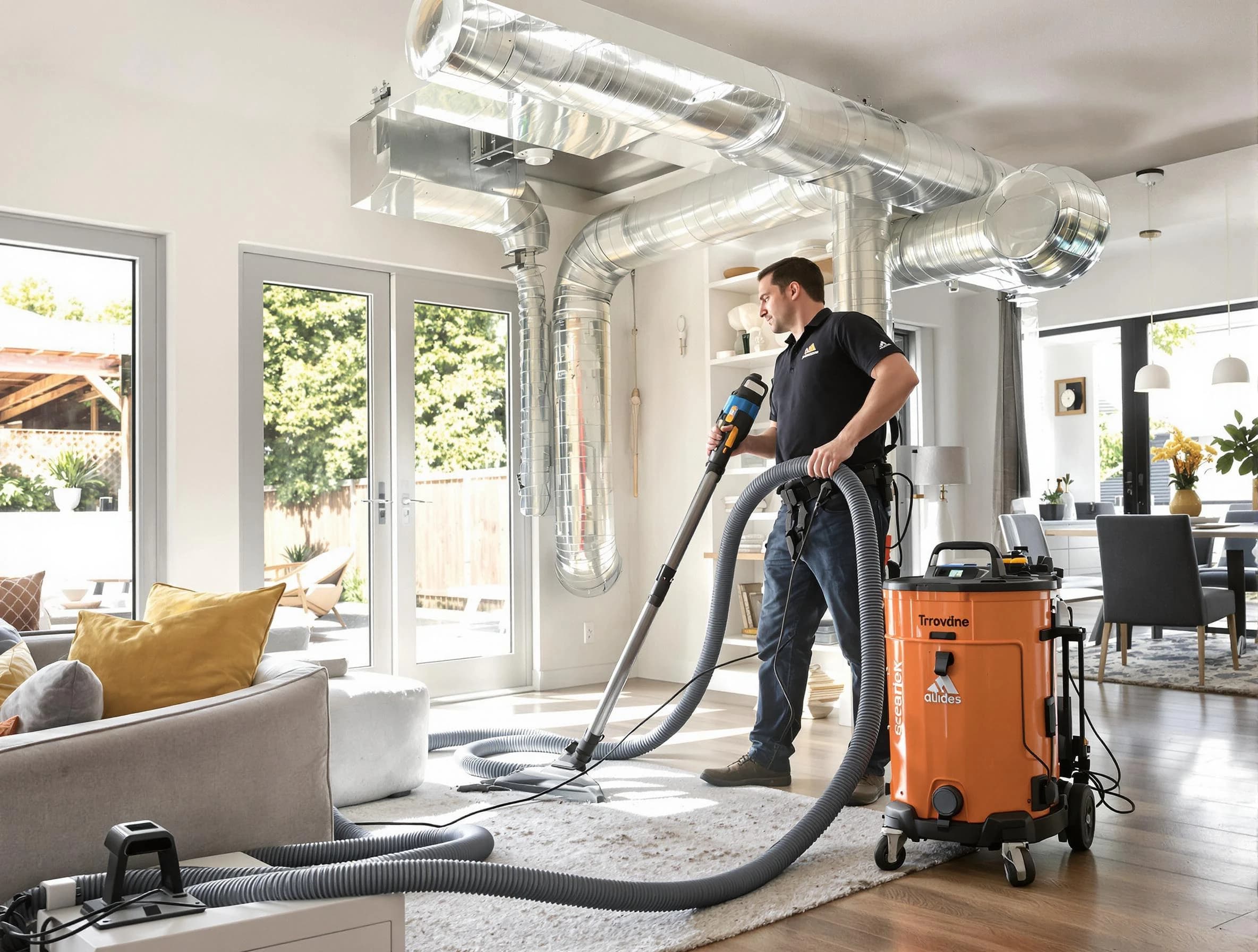 Eagle Mountain Air Duct Cleaning specialist performing thorough residential duct cleaning using advanced equipment in Eagle Mountain