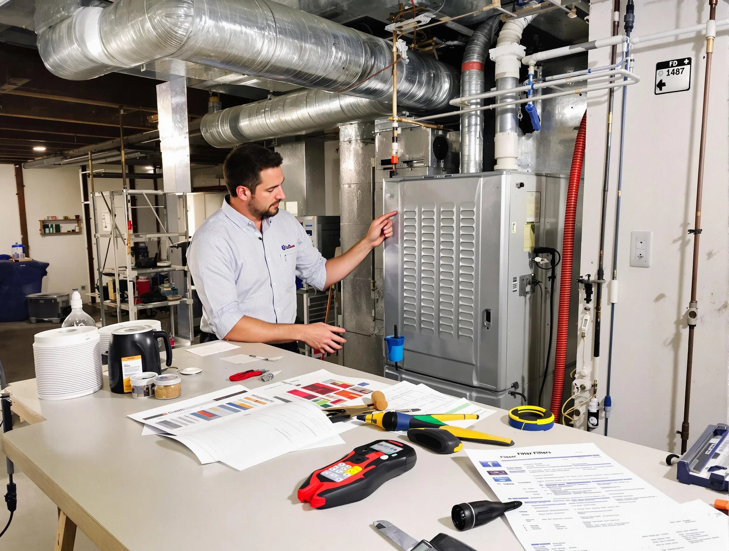 Eagle Mountain Air Duct Cleaning inspector conducting detailed filter system evaluation using professional diagnostic tools in Eagle Mountain