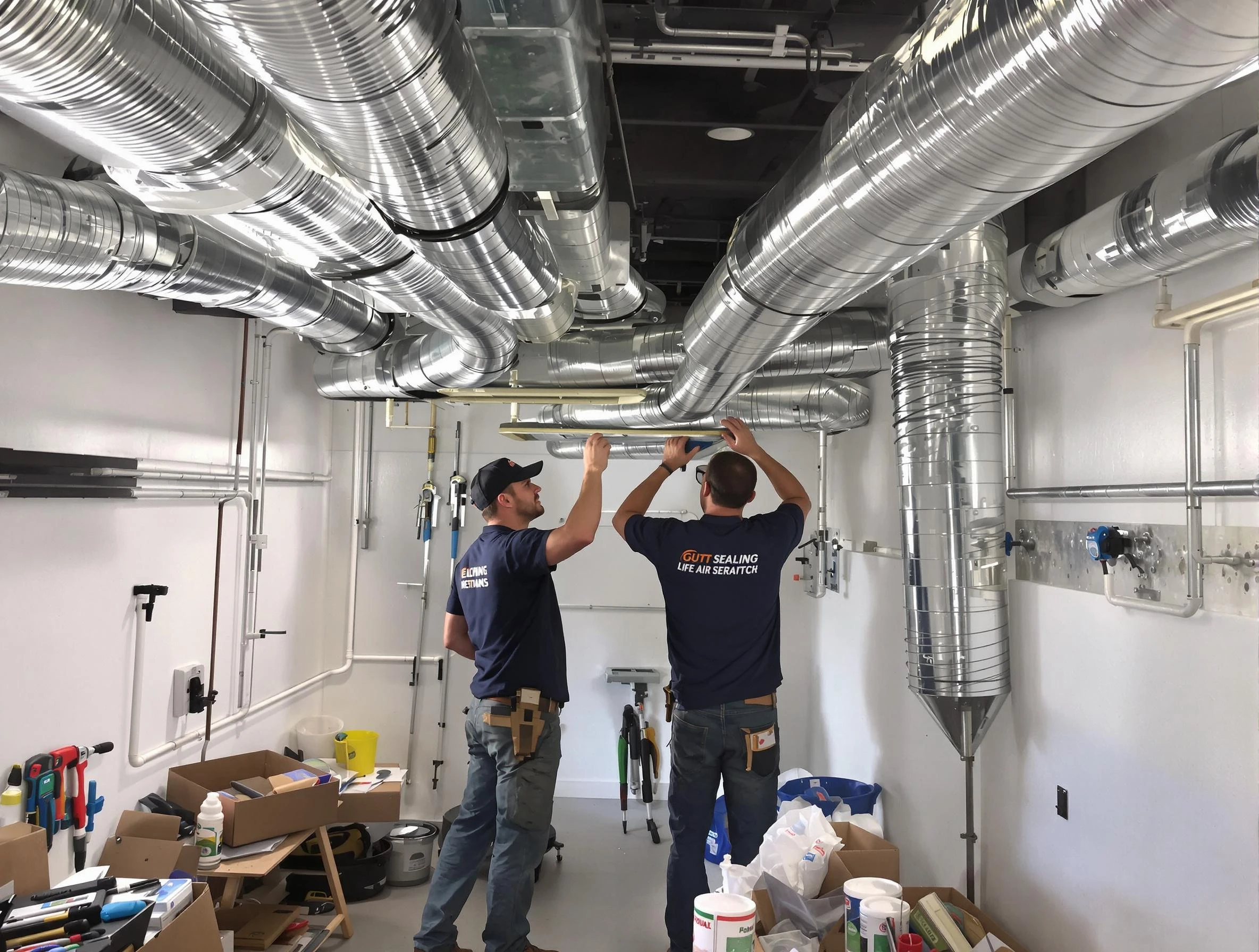 Eagle Mountain Air Duct Cleaning technician applying professional duct sealing solutions in Eagle Mountain
